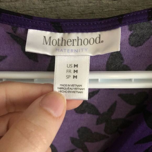MOTHERHOOD Maternity size Med Purple babydoll top with black butterflies - Picture 4 of 5